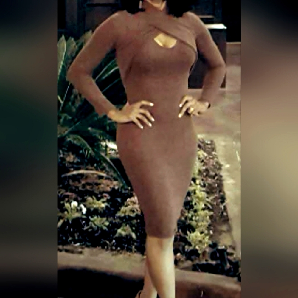 Rust Long Sleeve Wrap Dress